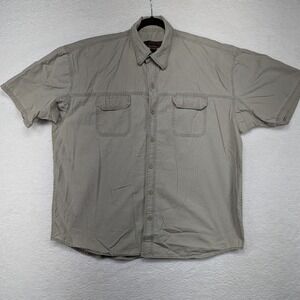Marine Bay Mens Khaki Button Up Short Sleeve Casual‎ Shirt Size 2XL